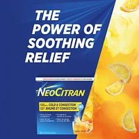 NeoCitran Cold & Congestion Hot Liquid Medication Non-Drowsy Extra Strength Lemon 10 pack