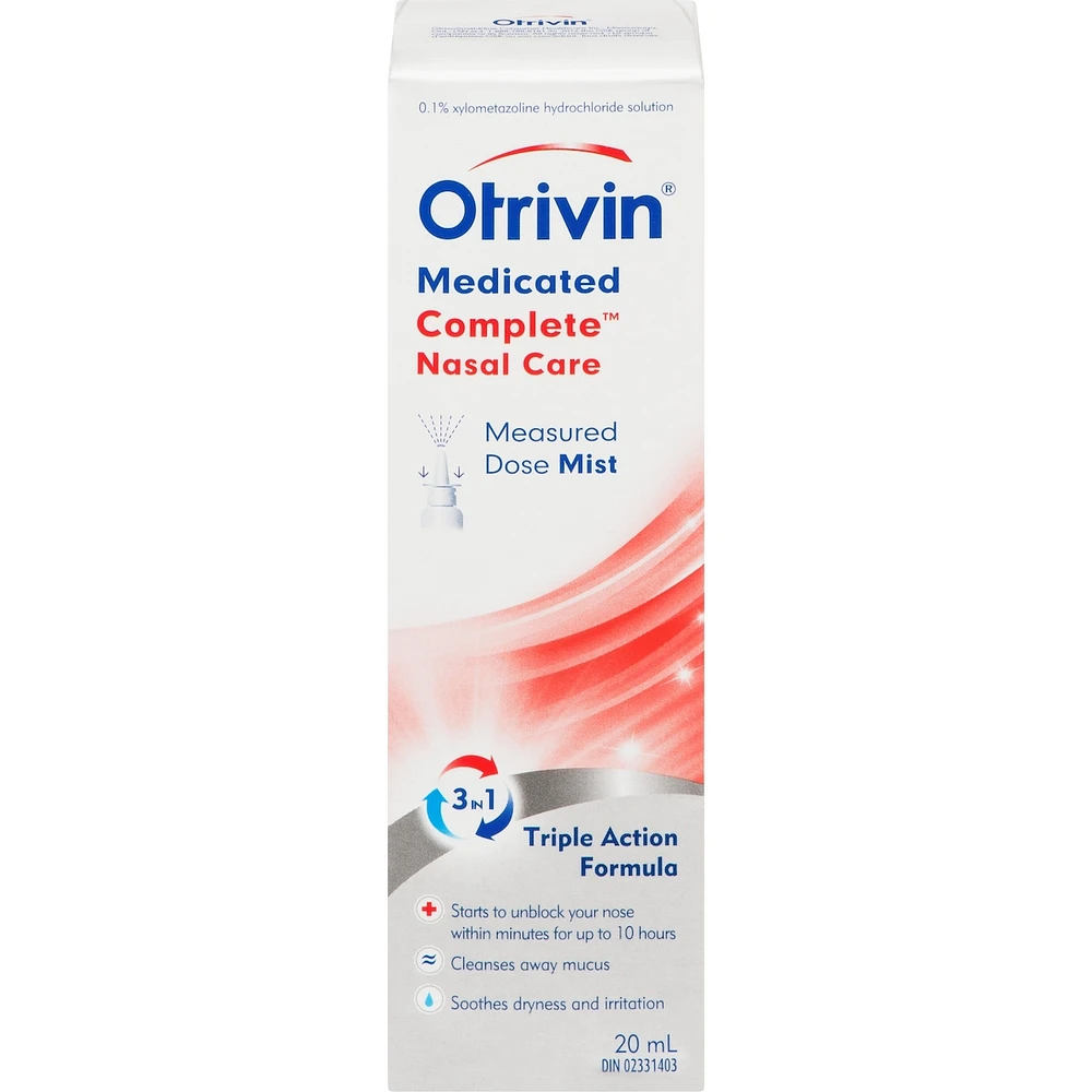 Otrivin Medicated Saline Nasal Care Decongestant Spray Measured dose Mist 20ml