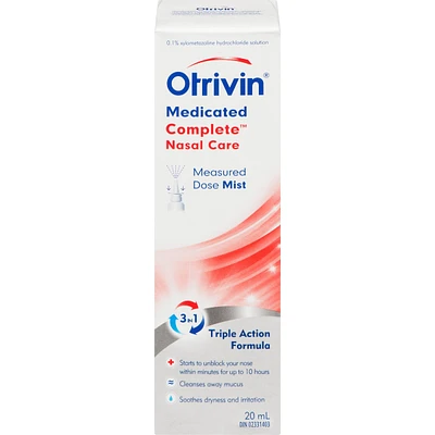 Otrivin Medicated Saline Nasal Care Decongestant Spray Measured dose Mist 20ml