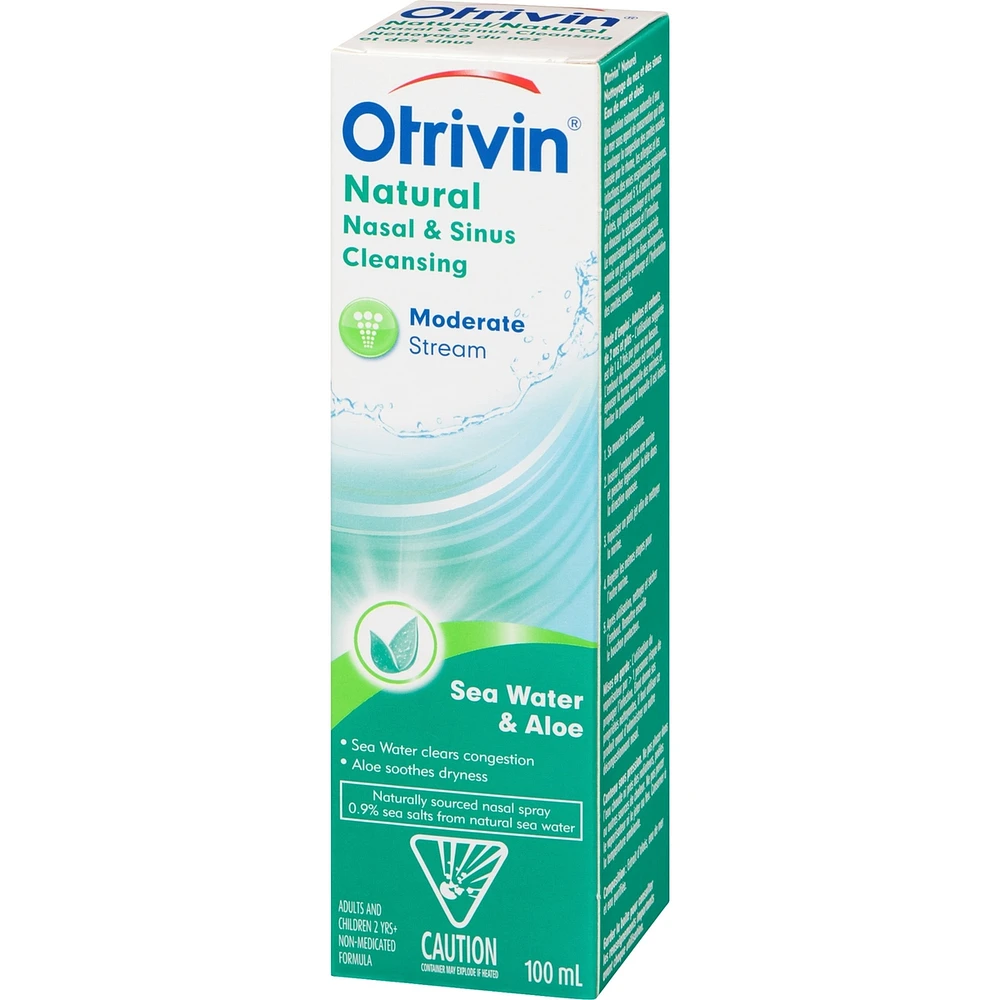 Otrivin Moderate Stream Saline Nasal Decongestant Spray Sea Water & Aloe 100ml
