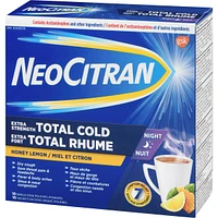 Neocitran Extra Strength Total Cold Night Hot Liquid Medication, Honey Lemon, 10 pack
