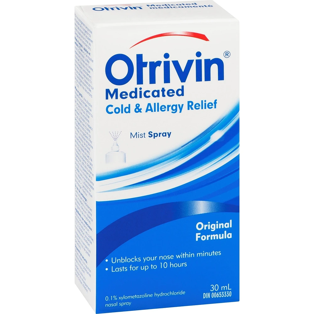 Otrivin Medicated Cold & Allergy Relief Original Nasal Decongestant Mist Spray 30ml