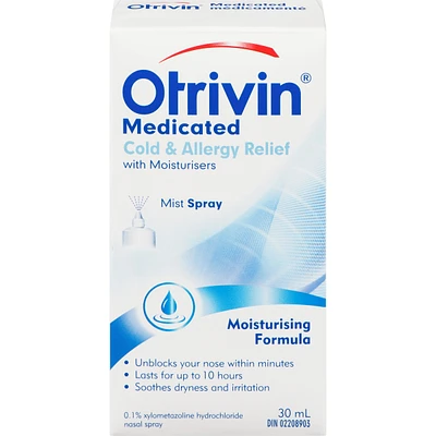 OTRIVIN Soulagement due rhume et des allergies avec hydrants.  Vaporisateur