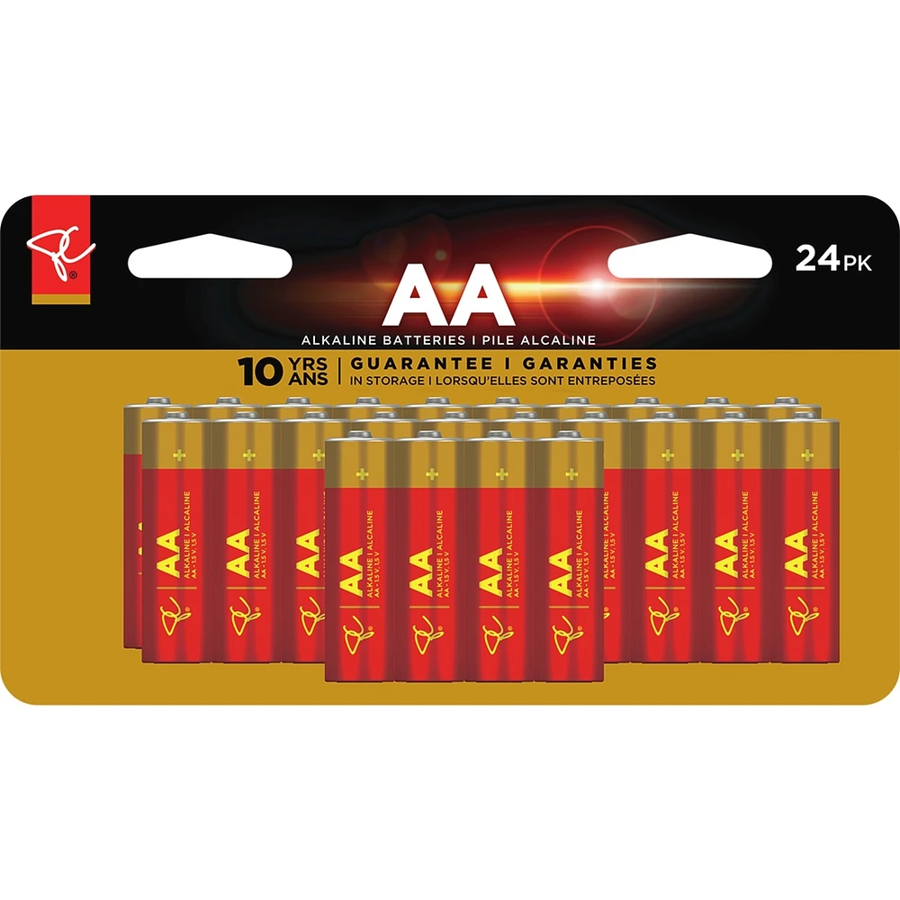 Paquet de 24 piles alcalines AA longue durée