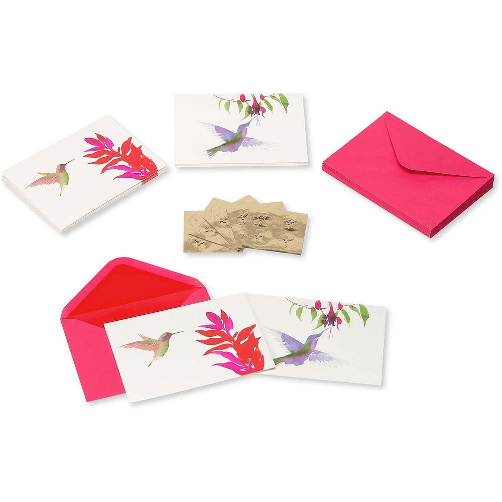 Cartes sans texte avec enveloppes Papyrus, Colibri aquarelle (20 cartes)