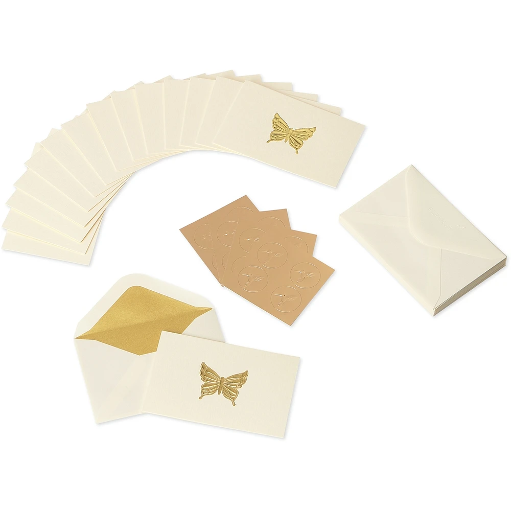 Papyrus Blank Cards with Envelopes, Gold Butterfly