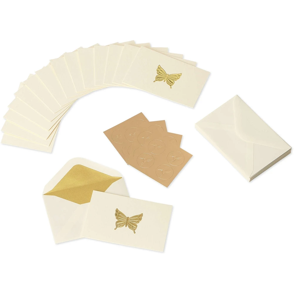 Papyrus Blank Cards with Envelopes, Gold Butterfly