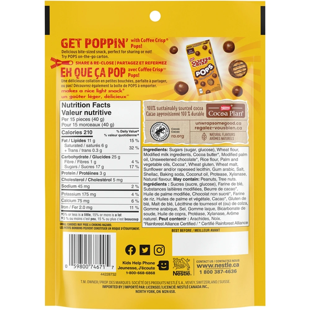 Coffee Crisp Pops Chocolaty Snacks Pouch