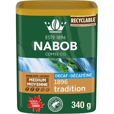 Ground Decaffeinated Coffee Swiss Water Decaf 1896 Tradition Medium Roast