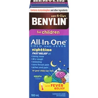 Childrens' All-In-One Cold & Fever, Night Liquid, Apple