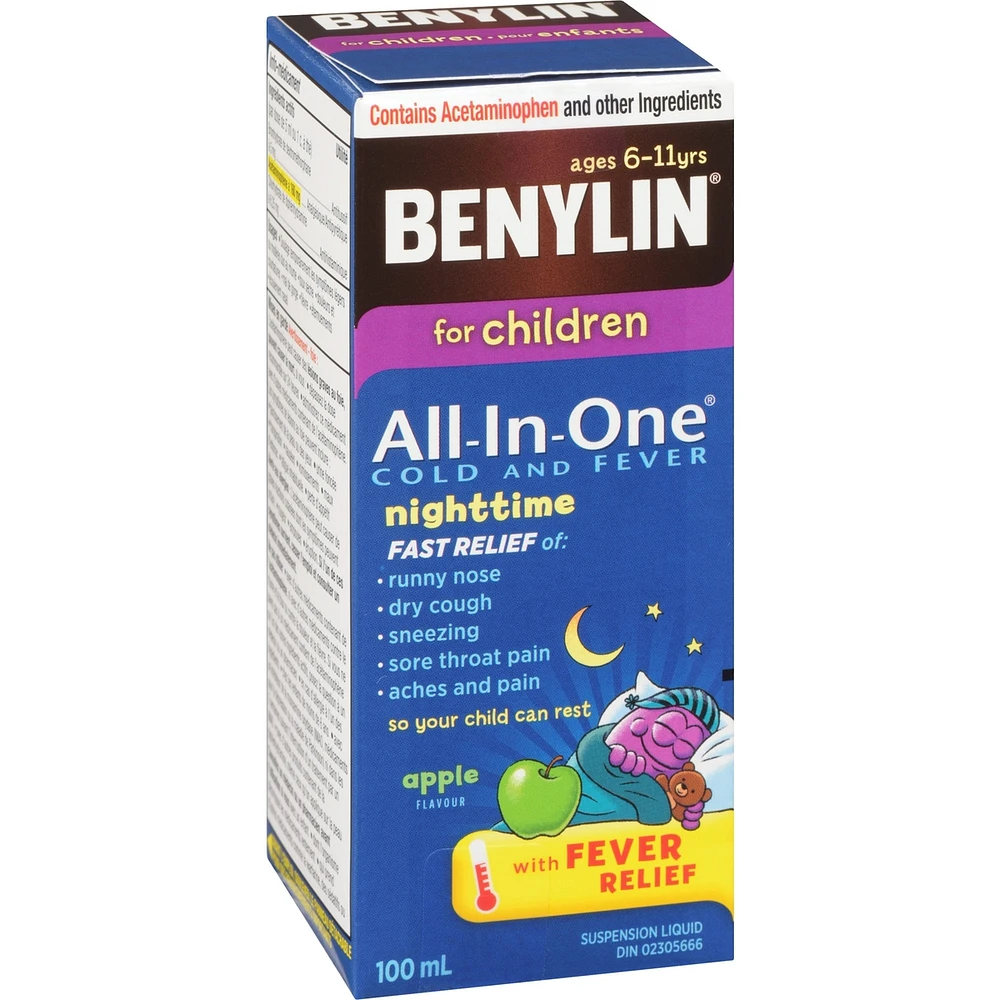Childrens' All-In-One Cold & Fever, Night Liquid, Apple