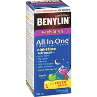 Childrens' All-In-One Cold & Fever, Night Liquid, Apple