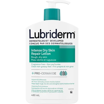 Intense Dry Skin Repair Lotion, Vitamin E, Minerals, Pro-ceramide, Dry Skin Moisturizer, Hypoallergenic, Fragrance Free