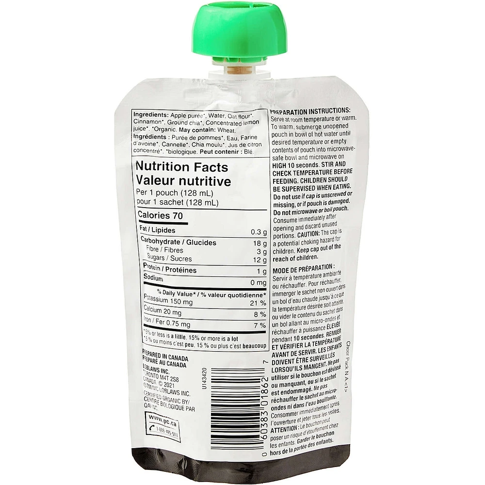 Apple Oatmeal Cinnamon Chia Strained Baby Food