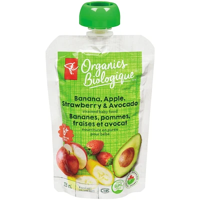 Banana Apple Strawberry Avocado Strained Baby Food