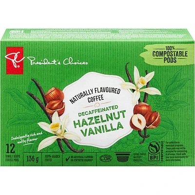Decaffeinated Hazelnut Vanilla Naturally Flavoured Single Serve Coffee Pods