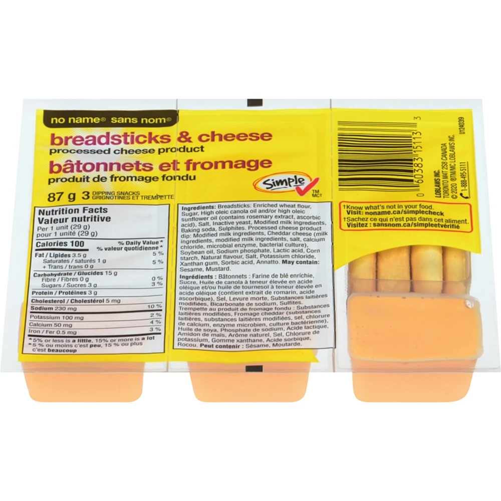 Breadsticks and Cheese, Processed Cheese Product