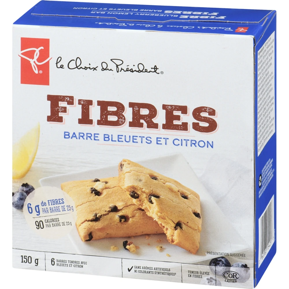 Barres Fibres bleuet et citron