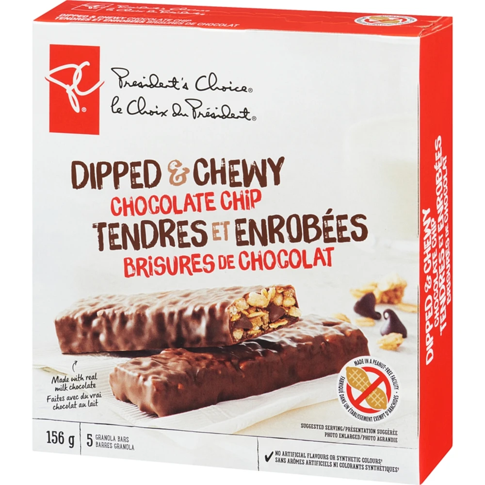 Dipped & Chewy Chocolate Chip Granola Bars
