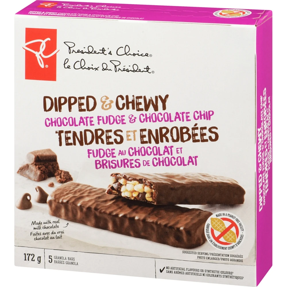 Dipped & Chewy Chocolate Fudge & Chocolate Chip Granola Bars