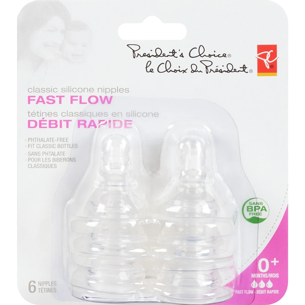President's Choice Classic Silicone Nipples - Fast Flow