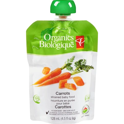 Strained Baby Food Carrots