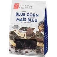 Croustilles tortilla de maïs bleu à l’ancienne assaisonnées de sel de mer