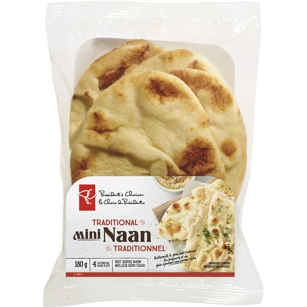 Mini Pains Plats Traditionnels Naan, 4 Pains Plats