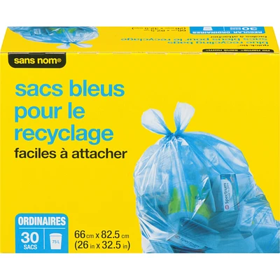 Blue Recycling Bags Quick-Tie Regular 75 L