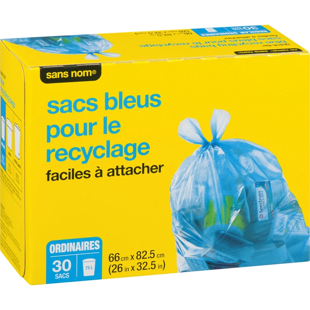 Blue Recycling Bags Quick-Tie Regular 75 L