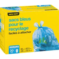 Blue Recycling Bags Quick-Tie Regular 75 L