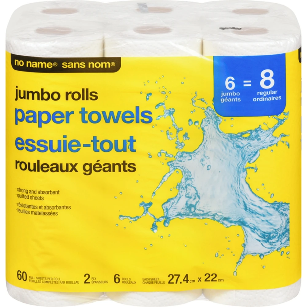 Jumbo Paper Towels, 6 Rolls
