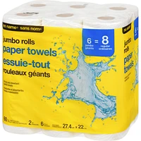 Jumbo Paper Towels, 6 Rolls