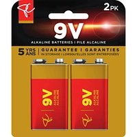 Long Life Alkaline Batteries 9V 2-Pack