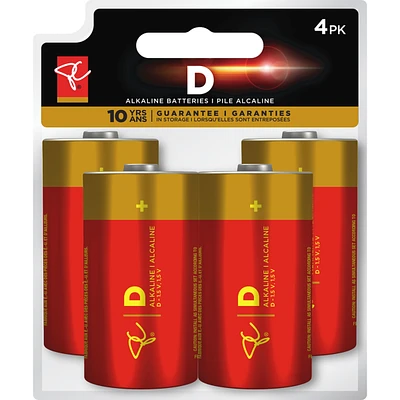 Long Life Alkaline Batteries  D 4-Pack