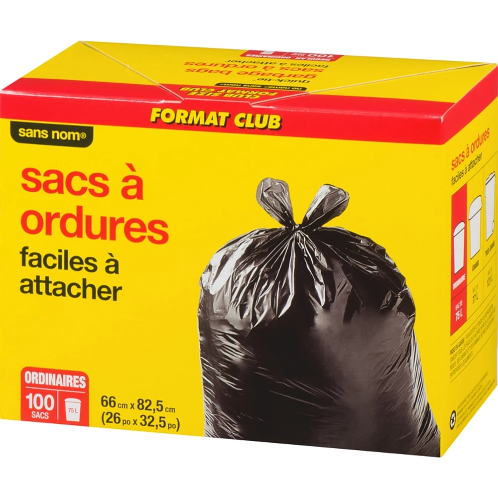 Garbage Bags Quick-Tie Regular 75 L Club Size