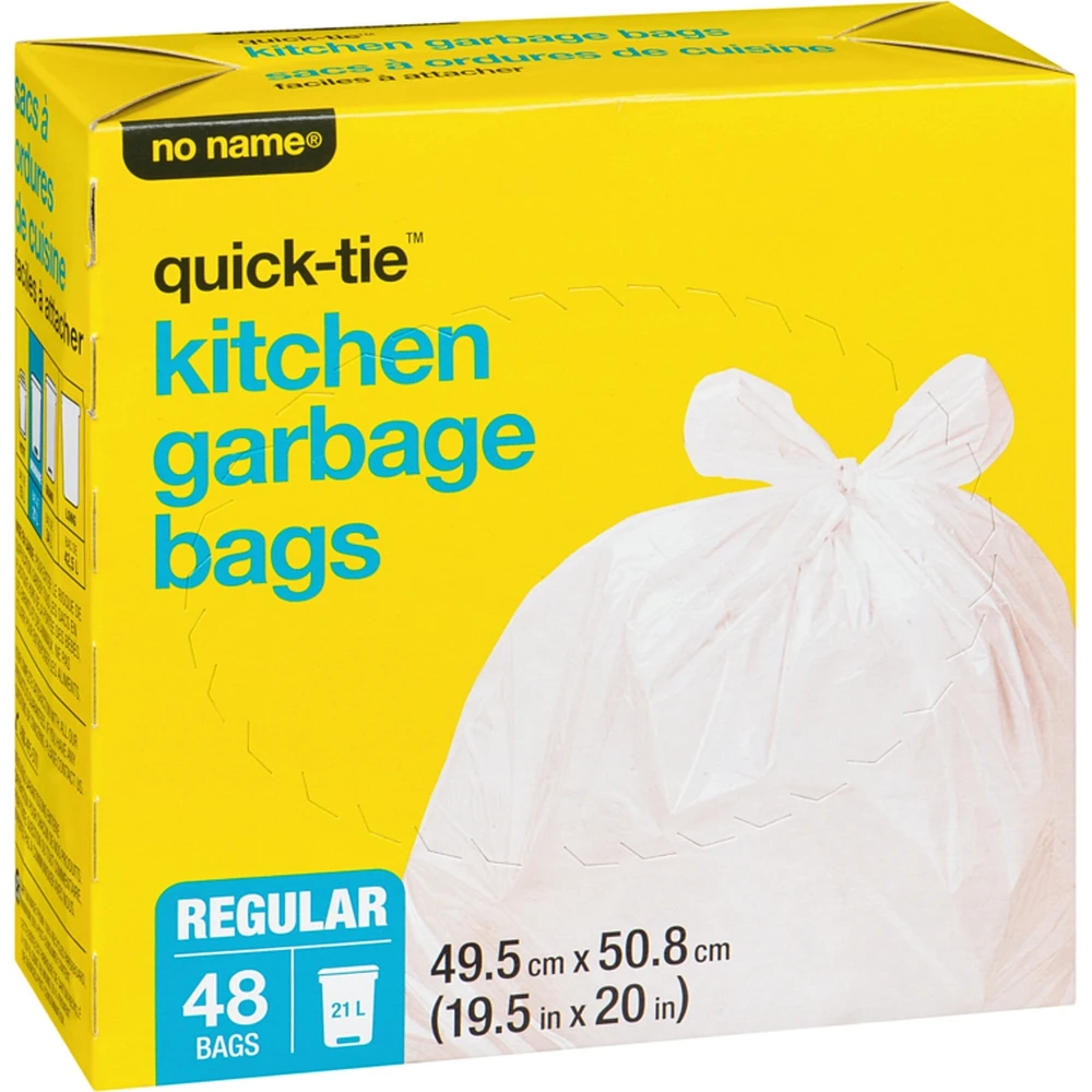 Kitchen Garbage Bags Quick-Tie Regular 49.5 Cm X 50.8 Cm