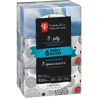 3-Ply Hypoallergenic Facial Tissues, 6 Boxes, 78 Sheets Each