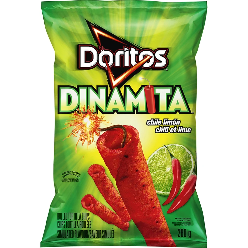 Dinamita Chile-Lime Burn rolled tortilla chips