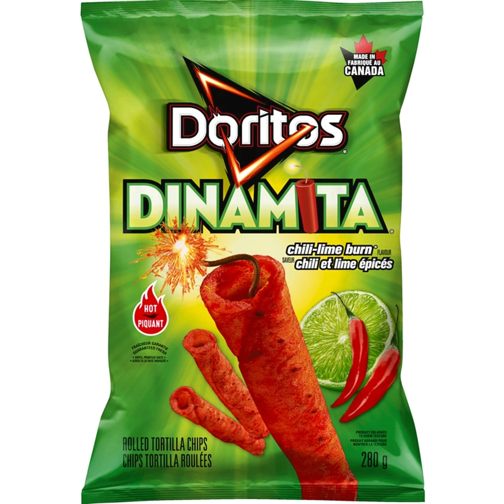 Dinamita Chile-Lime Burn rolled tortilla chips