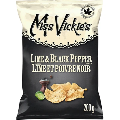 Lime & Black Pepper flavour kettle cooked potato chips 200g