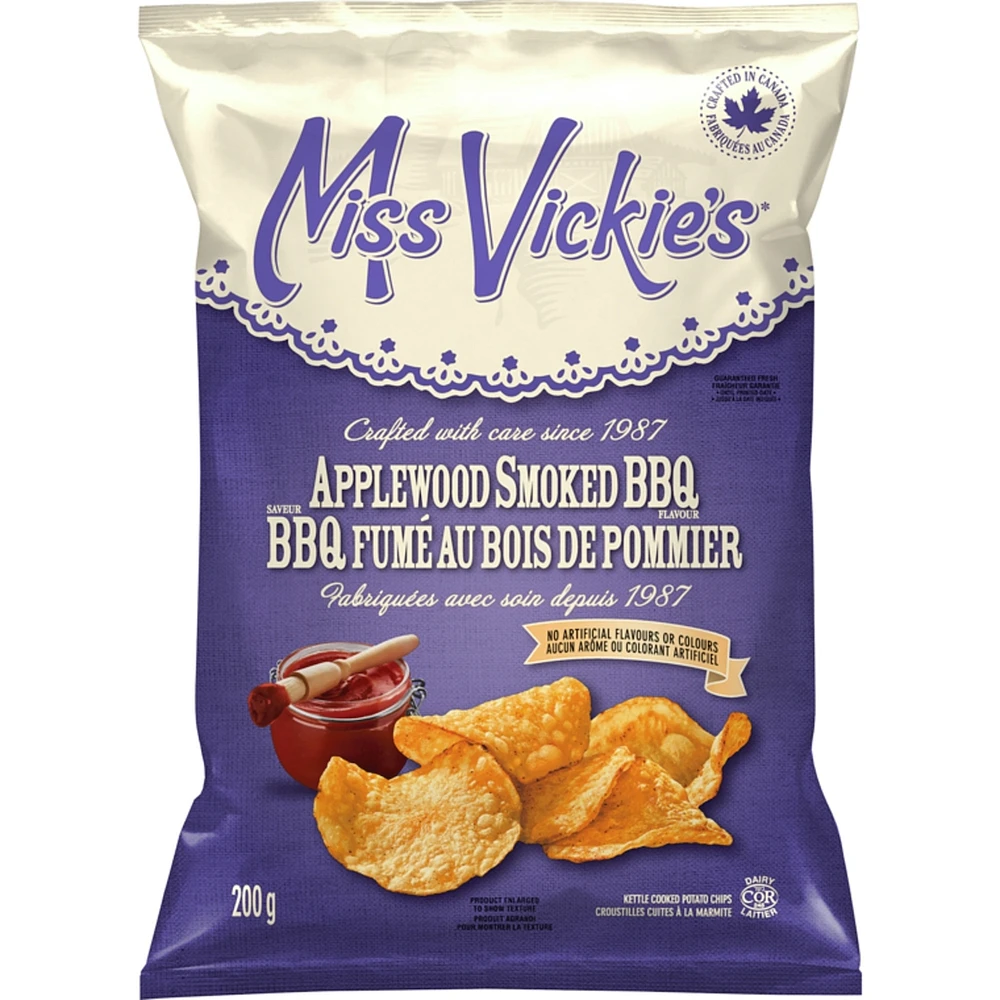 Applewood Smoked BBQ flavour kettle cooked potato chips 200g