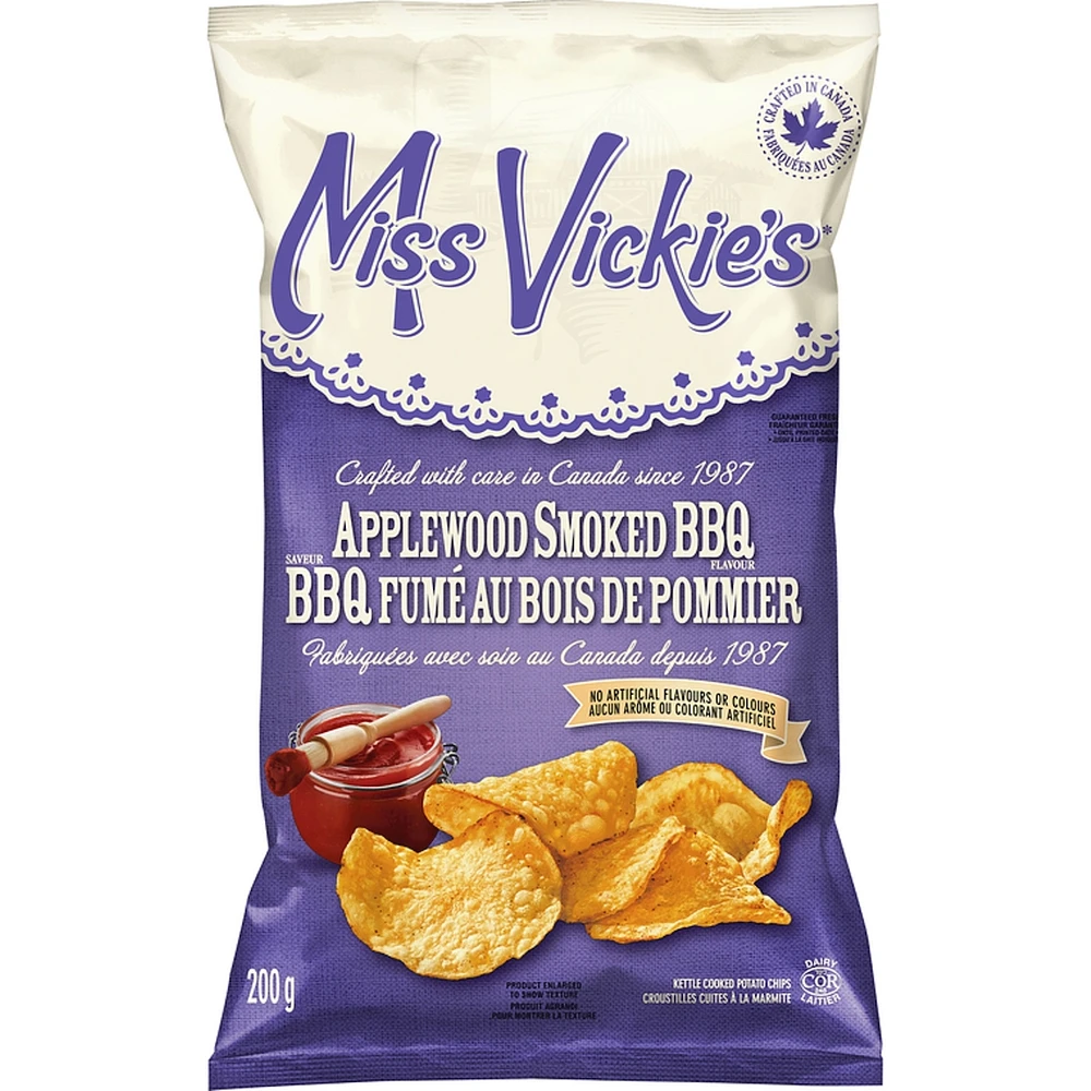 Applewood Smoked BBQ flavour kettle cooked potato chips 200g