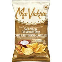 Sour Cream & Caramelized Onion flavour kettle cooked potato chips 200g