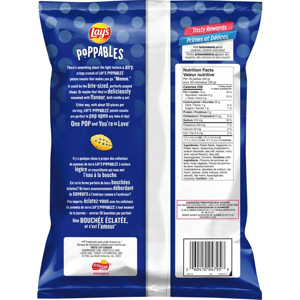 Poppables Sea Salt & Vinegar flavoured potato snacks