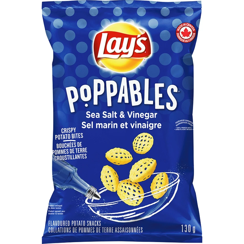 Poppables Sea Salt & Vinegar flavoured potato snacks
