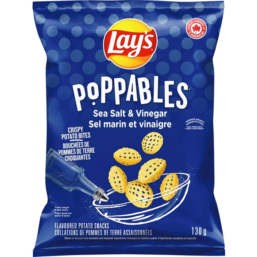 Poppables Sea Salt & Vinegar flavoured potato snacks