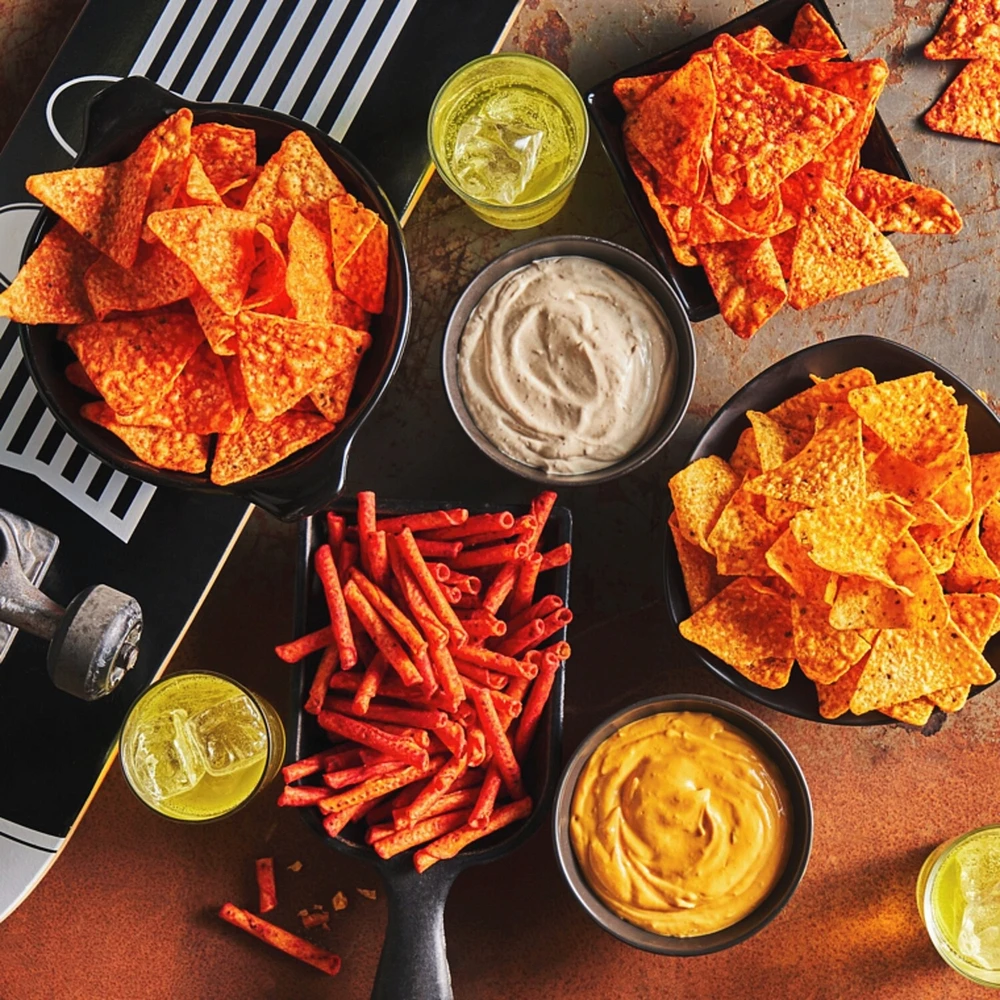 Spicy Nacho flavoured tortilla chips