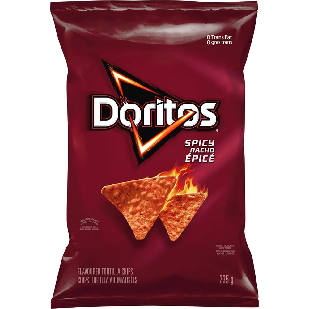Spicy Nacho flavoured tortilla chips