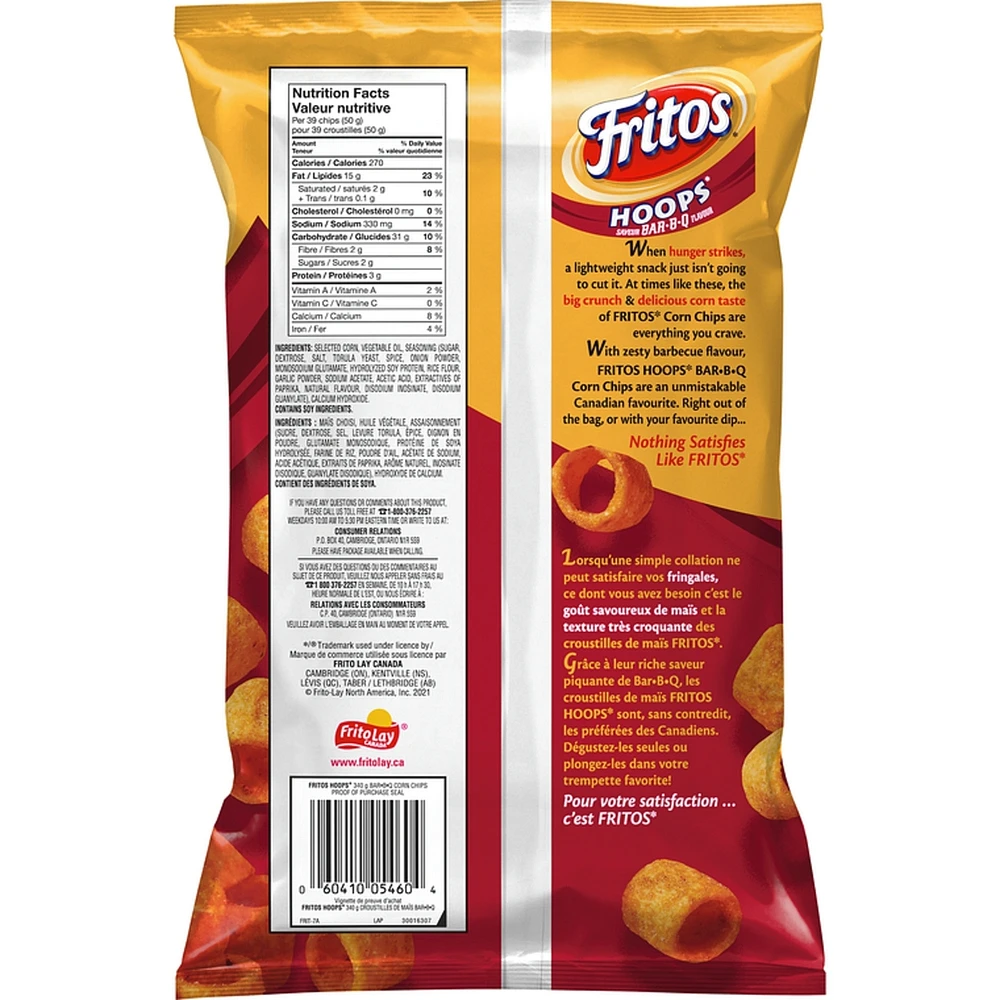 Hoops Bar-B-Q Flavour Corn Chips 340g